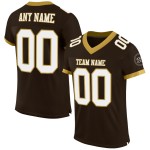 Maglia da football americano in maglia bianca e marrone antico, autentica, personalizzata in oro Maglia da football americano in maglia bianca e marrone antico, autentica, personalizzata in oro
