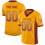 Maglia da calcio personalizzata Drift Mesh color oro, modello Borgogna-Bianco Maglia da calcio personalizzata Drift Mesh color oro, modello Borgogna-Bianco