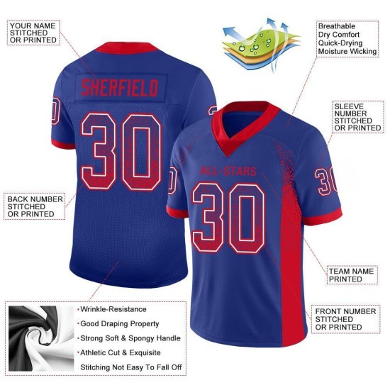 Maglia da football Drift Royal Fashion, maglia personalizzata scarlatta-bianca Maglia da football Drift Royal Fashion, maglia personalizzata scarlatta-bianca