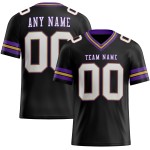 Maglia da football personalizzata autentica in maglia nera oro-viola, bianca antica Maglia da football personalizzata autentica in maglia nera oro-viola, bianca antica