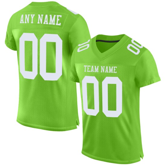 Maglia da football personalizzata autentica verde neon bianca Maglia da football personalizzata autentica verde neon bianca