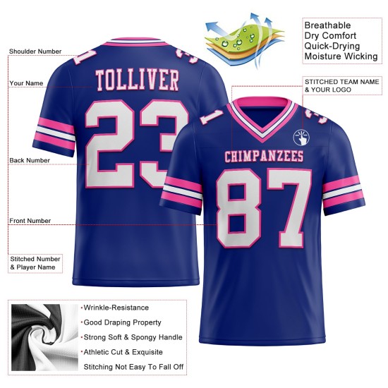 Maglia da calcio personalizzata Royal Mesh bianca e rosa autentica Maglia da calcio personalizzata Royal Mesh bianca e rosa autentica