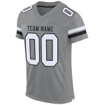 Maglia da football personalizzata autentica bianca e nera in mesh grigia Maglia da football personalizzata autentica bianca e nera in mesh grigia