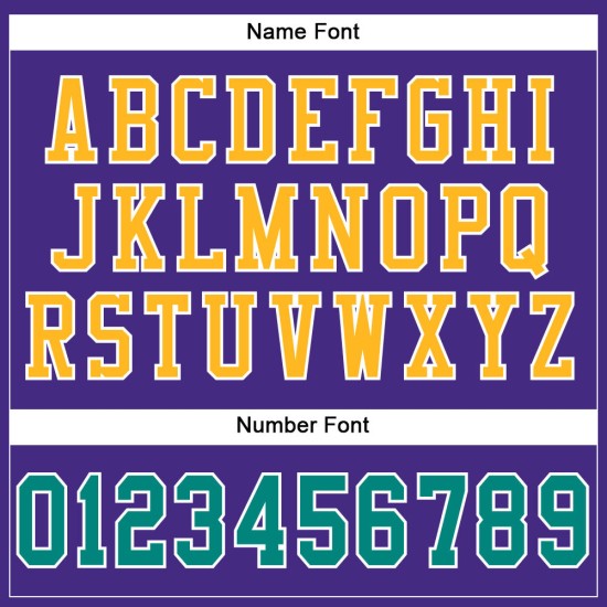 Maglia da calcio personalizzata viola autentica color acquamarina e oro