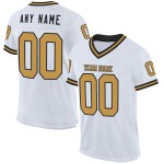 Maglia da football bianca personalizzata, autentica, in maglia nera e oro, stile retrò Maglia da football bianca personalizzata, autentica, in maglia nera e oro, stile retrò