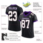 Maglia da football personalizzata nera autentica in maglia bianca e viola Maglia da football personalizzata nera autentica in maglia bianca e viola