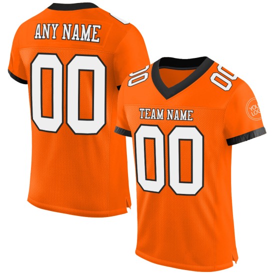 Maglia da calcio autentica bianca e nera personalizzata in mesh arancione Maglia da calcio autentica bianca e nera personalizzata in mesh arancione