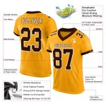 Maglia da football personalizzata marrone-bianca autentica in oro Maglia da football personalizzata marrone-bianca autentica in oro