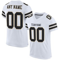 Maglia da football autentica personalizzata Mesh Gold, bianca e nera, Vegas