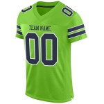 Maglia da calcio autentica blu navy e bianca, personalizzata, verde neon Maglia da calcio autentica blu navy e bianca, personalizzata, verde neon