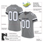 Maglia da football personalizzata autentica bianca e nera in mesh grigia Maglia da football personalizzata autentica bianca e nera in mesh grigia