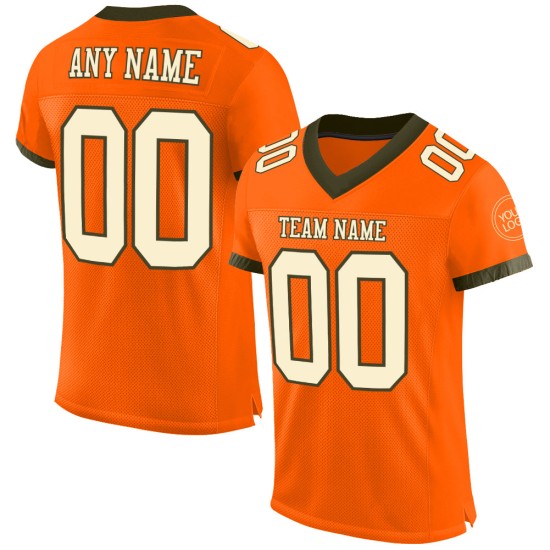 Maglia da calcio autentica in rete arancione personalizzata color crema-oliva Maglia da calcio autentica in rete arancione personalizzata color crema-oliva