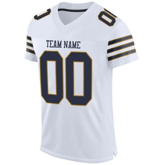 Maglia da calcio personalizzata autentica blu navy oro-bianco antico Maglia da calcio personalizzata autentica blu navy oro-bianco antico