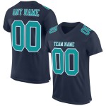 Maglia da calcio personalizzata autentica, blu navy, acquamarina e bianca Maglia da calcio personalizzata autentica, blu navy, acquamarina e bianca