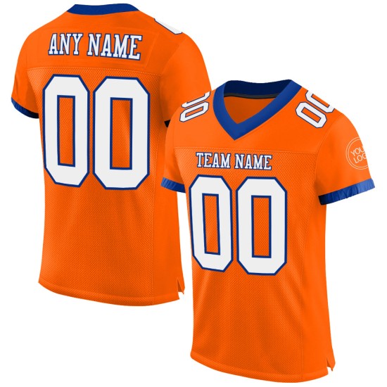 Maglia da football personalizzata autentica arancione bianca-blu Maglia da football personalizzata autentica arancione bianca-blu