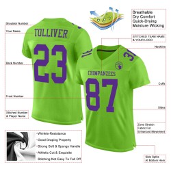 Maglia da football autentica viola neon verde in rete personalizzata