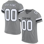 Maglia da football personalizzata autentica bianca e nera in mesh grigia Maglia da football personalizzata autentica bianca e nera in mesh grigia