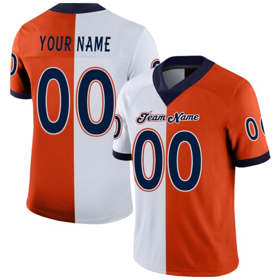 Maglia da calcio personalizzata alla moda in mesh arancione blu navy e bianco divisa Maglia da calcio personalizzata alla moda in mesh arancione blu navy e bianco divisa