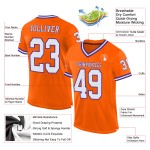 Maglia da football americano autentica, personalizzata, in mesh arancione, bianco-viola Maglia da football americano autentica, personalizzata, in mesh arancione, bianco-viola