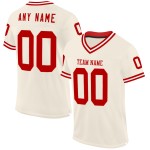 Maglia da football personalizzata retrò in maglia rossa e bianca, autentica, color crema Maglia da football personalizzata retrò in maglia rossa e bianca, autentica, color crema