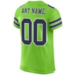 Maglia da calcio autentica blu navy e bianca, personalizzata, verde neon Maglia da calcio autentica blu navy e bianca, personalizzata, verde neon