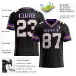Maglia da football personalizzata autentica in maglia nera oro-viola, bianca antica Maglia da football personalizzata autentica in maglia nera oro-viola, bianca antica