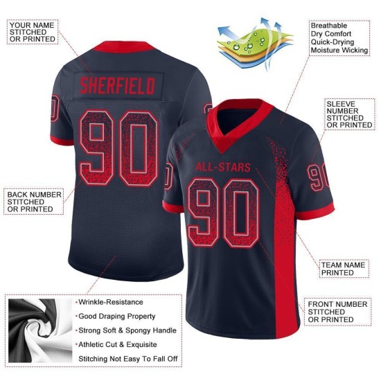 Maglia da football personalizzata grigio-scarlatto Navy Mesh Drift Fashion Maglia da football personalizzata grigio-scarlatto Navy Mesh Drift Fashion