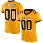 Maglia da football personalizzata marrone-bianca autentica in oro Maglia da football personalizzata marrone-bianca autentica in oro