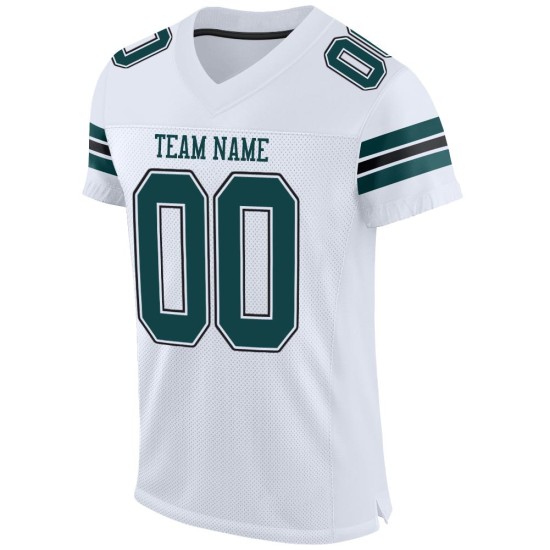 Maglia da football personalizzata in maglia bianca autentica verde-nera, mezza notte Maglia da football personalizzata in maglia bianca autentica verde-nera, mezza notte
