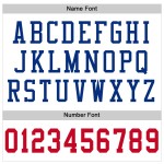 Maglia da football americana personalizzata, autentica, in maglia, stile retrò, bianca, rosso-blu Maglia da football americana personalizzata, autentica, in maglia, stile retrò, bianca, rosso-blu