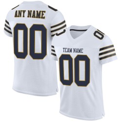 Maglia da calcio personalizzata autentica blu navy oro-bianco antico