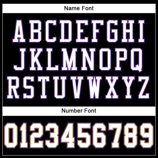 Maglia da football personalizzata nera autentica in maglia bianca e viola Maglia da football personalizzata nera autentica in maglia bianca e viola