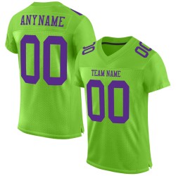 Maglia da football autentica viola neon verde in rete personalizzata