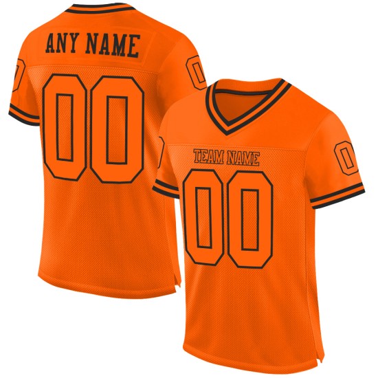 Maglia da football retrò arancione-nera autentica personalizzata in maglia arancione Maglia da football retrò arancione-nera autentica personalizzata in maglia arancione