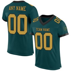 Maglia da football autentica personalizzata color oro e nero, verde notte