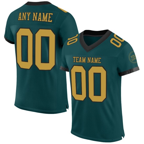Maglia da football autentica personalizzata color oro e nero, verde notte Maglia da football autentica personalizzata color oro e nero, verde notte