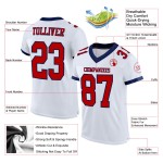 Maglia da football autentica personalizzata in maglia bianca rossa e blu navy Maglia da football autentica personalizzata in maglia bianca rossa e blu navy