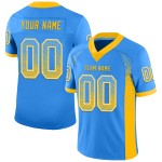 Maglia da calcio personalizzata Drift Mesh Fashion, oro-bianco-blu Maglia da calcio personalizzata Drift Mesh Fashion, oro-bianco-blu