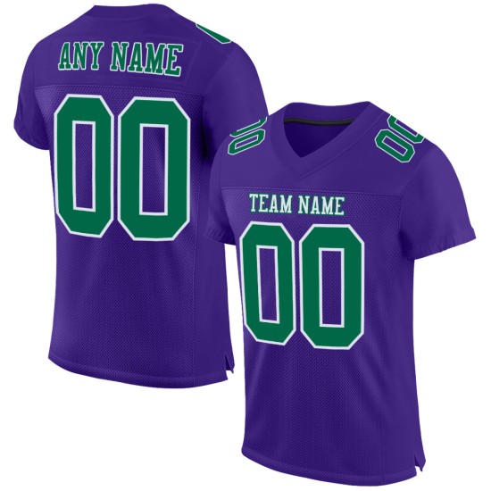 Maglia da football autentica Kelly Green-White personalizzata in maglia viola Maglia da football autentica Kelly Green-White personalizzata in maglia viola