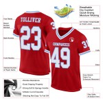 Maglia da football personalizzata rossa autentica, bianca e leggera, maglia blu retrò Maglia da football personalizzata rossa autentica, bianca e leggera, maglia blu retrò