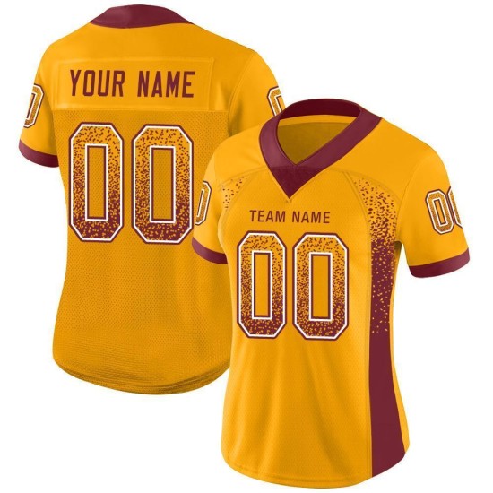 Maglia da calcio personalizzata Drift Mesh color oro, modello Borgogna-Bianco Maglia da calcio personalizzata Drift Mesh color oro, modello Borgogna-Bianco