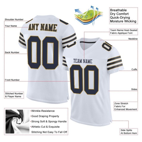 Maglia da calcio personalizzata autentica blu navy oro-bianco antico Maglia da calcio personalizzata autentica blu navy oro-bianco antico
