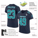 Maglia da calcio personalizzata autentica, blu navy, acquamarina e bianca Maglia da calcio personalizzata autentica, blu navy, acquamarina e bianca