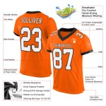 Maglia da calcio autentica bianca e nera personalizzata in mesh arancione Maglia da calcio autentica bianca e nera personalizzata in mesh arancione