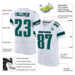 Maglia da football americano autentica personalizzata bianca verde-nera di mezzanotte Maglia da football americano autentica personalizzata bianca verde-nera di mezzanotte