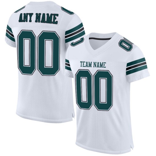 Maglia da football personalizzata in maglia bianca autentica verde-nera, mezza notte Maglia da football personalizzata in maglia bianca autentica verde-nera, mezza notte