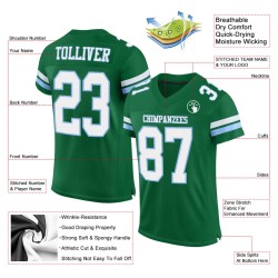Maglia Kelly autentica verde personalizzata da football, blu, bianca e a rete leggera
