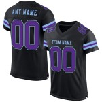 Maglia da calcio personalizzata autentica blu viola-chiara in mesh nera Maglia da calcio personalizzata autentica blu viola-chiara in mesh nera