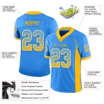 Maglia da calcio personalizzata Drift Mesh Fashion, oro-bianco-blu Maglia da calcio personalizzata Drift Mesh Fashion, oro-bianco-blu