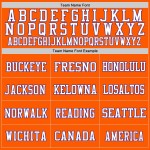 Maglia da football americano autentica, personalizzata, in mesh arancione, bianco-viola Maglia da football americano autentica, personalizzata, in mesh arancione, bianco-viola